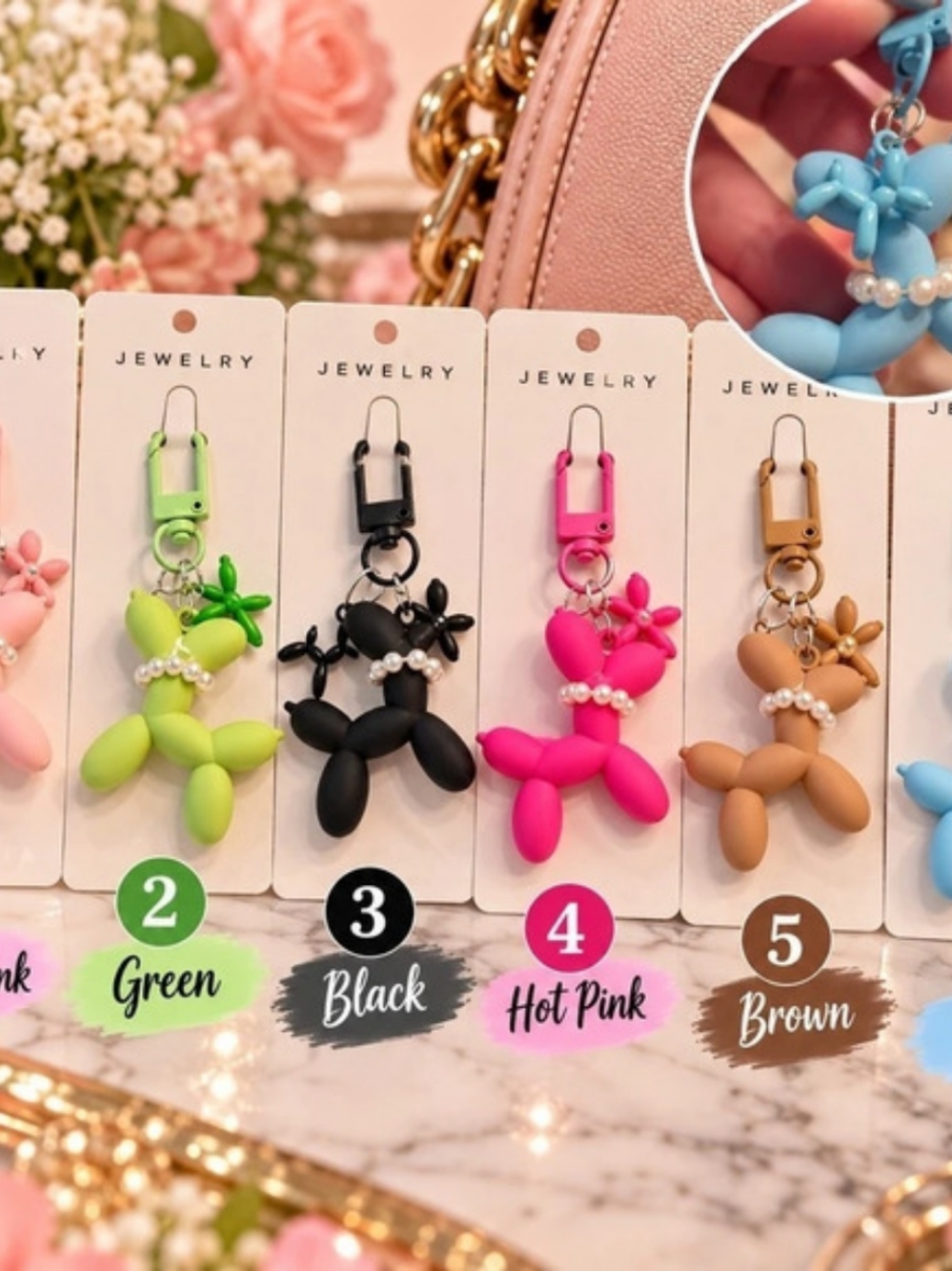 🎈 Balloon Dog Keychain / Purse Charm – Choose Your Color 🐶💕1